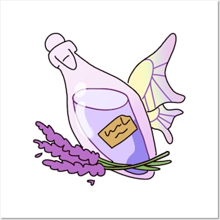 Purple Wings: Glass Bottle with Lilac Water and Grass Posters and Art